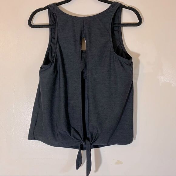 Kona Sol Swimsuit Top Black Built in Bra Open Back Tue Front Sz Medium Gorgeous - Picture 3 of 5
